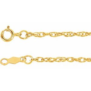 14K Yellow 1.5 mm Rope 18" Chain