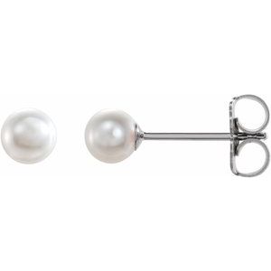 14K White Cultured White Freshwater Pearl Earrings