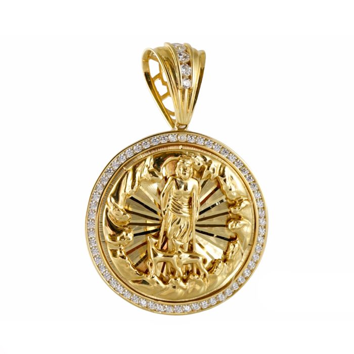 10k San Lazarus Gold Pendant Medal