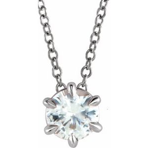 Platinum 3/4 CT Natural Diamond Solitaire 16-18" Necklace