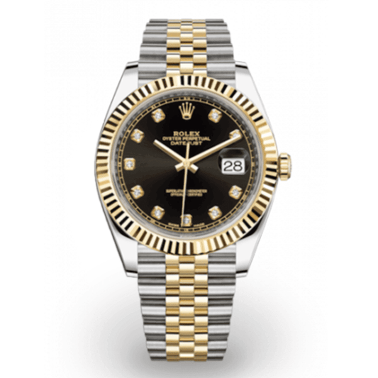 Rolex Datejust 41 Two-Tone Fluted Black Diamond-Set Jubilee Watch 126333-0006