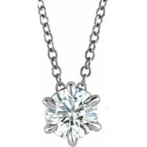 Platinum 1/4 CT Natural Diamond Solitaire 16-18" Necklace