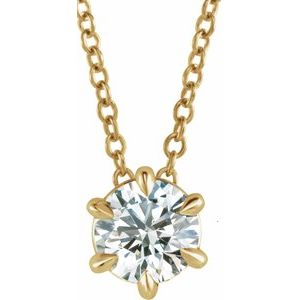 14K Yellow 1/4 CT Natural Diamond Solitaire 16-18" Necklace