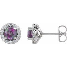 Platinum 4 mm Lab-Grown Alexandrite & 1/8 CTW Natural Diamond Earrings 86839:653:P