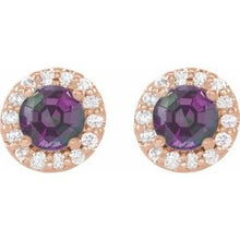 14K Rose 4 mm Lab-Grown Alexandrite & 1/8 CTW Natural Diamond Earrings 86839:637:P