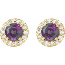 14K Yellow 5 mm Lab-Grown Alexandrite & 1/4 CTW Natural Diamond Earrings 86839:705:P