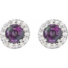 Platinum 4 mm Lab-Grown Alexandrite & 1/8 CTW Natural Diamond Earrings 86839:653:P