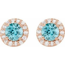 14K Rose 6 mm Natural Blue Zircon & 1/4 CTW Natural Diamond Earrings 86839:803:P
