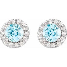 Platinum 4 mm Natural Aquamarine & 1/8 CTW Natural Diamond Earrings 86839:659:P
