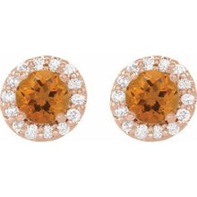 14K Rose 4 mm Natural Citrine & 1/8 CTW Natural Diamond Earrings 86839:646:P