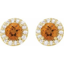 14K Yellow 4 mm Natural Citrine & 1/8 CTW Natural Diamond Earrings 86839:630:P
