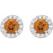 Platinum 4 mm Natural Citrine & 1/8 CTW Natural Diamond Earrings 86839:662:P