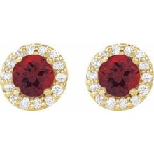 14K Yellow 4 mm Natural Mozambique Garnet & 1/8 CTW Natural Diamond Earrings 86839:632:P