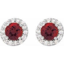 14K White 4 mm Natural Mozambique Garnet & 1/8 CTW Natural Diamond Earrings 86839:616:P