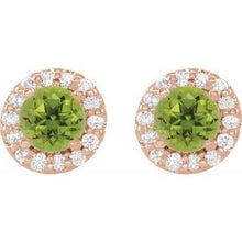 14K Rose 6 mm Natural Peridot & 1/4 CTW Natural Diamond Earrings 86839:806:P