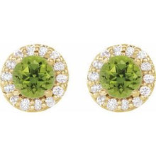 14K Yellow 4 mm Natural Peridot & 1/8 CTW Natural Diamond Earrings 86839:633:P