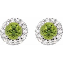 14K White 5 mm Natural Peridot & 1/4 CTW Natural Diamond Earrings 86839:701:P