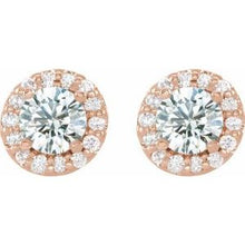 14K Rose 4 mm Natural White Sapphire & 1/8 CTW Natural Diamond Earrings 86839:652:P