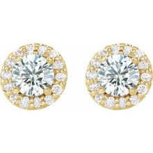 14K Yellow 4 mm Natural White Sapphire & 1/8 CTW Natural Diamond Earrings 86839:636:P