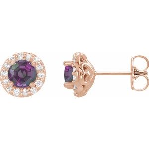 14K Rose 4 mm Lab-Grown Alexandrite & 1/8 CTW Natural Diamond Earrings 86839:637:P