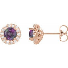 14K Rose 4 mm Lab-Grown Alexandrite & 1/8 CTW Natural Diamond Earrings 86839:637:P