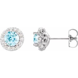 Platinum 4 mm Natural Aquamarine & 1/8 CTW Natural Diamond Earrings 86839:659:P