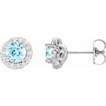 Platinum 4 mm Natural Aquamarine & 1/8 CTW Natural Diamond Earrings 86839:659:P