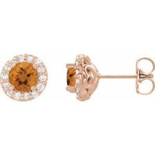 14K Rose 4 mm Natural Citrine & 1/8 CTW Natural Diamond Earrings 86839:646:P