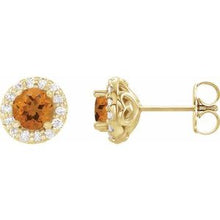 14K Yellow 4 mm Natural Citrine & 1/8 CTW Natural Diamond Earrings 86839:630:P