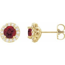 14K Yellow 4 mm Natural Mozambique Garnet & 1/8 CTW Natural Diamond Earrings 86839:632:P