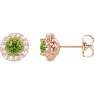 14K Rose 6 mm Natural Peridot & 1/4 CTW Natural Diamond Earrings 86839:806:P