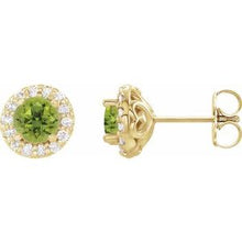 14K Yellow 4 mm Natural Peridot & 1/8 CTW Natural Diamond Earrings 86839:633:P