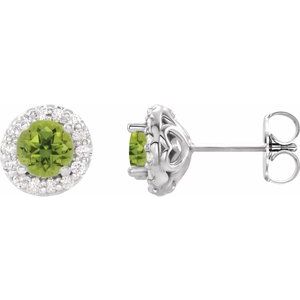14K White Natural Peridot & 1/10 CTW Natural Diamond Earrings 86839:6172:P