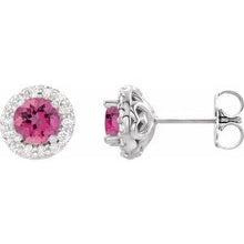 14K White 5 mm Natural Pink Tourmaline & 1/4 CTW Natural Diamond Earrings 86839:702:P
