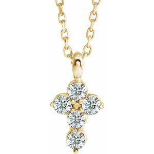 14K Yellow 1/6 CTW Natural Diamond Cross 16-18" Necklace R42363:765:P