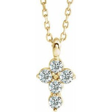 14K Yellow 1/6 CTW Natural Diamond Cross 16-18