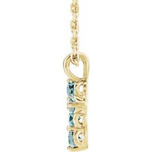 14K Yellow Natural Aquamarine Cross 16-18