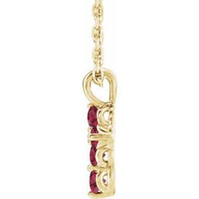 14K Yellow Natural Ruby Cross 16-18