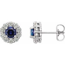 Platinum 5 mm Lab-Grown Blue Sapphire & 3/8 CTW Natural Diamond Halo-Style Earrings 86588:613:P