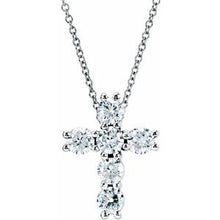 14K White 1 3/8 CTW Natural Diamond Cross 18