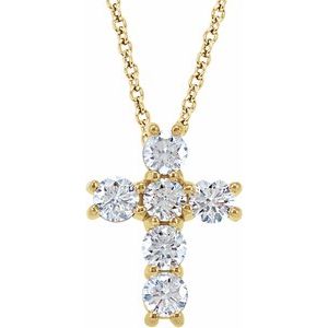 14K Yellow 3/4 CTW Natural Diamond Cross 18" Necklace R42309:60031:P