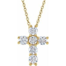 14K Yellow 3/4 CTW Natural Diamond Cross 18