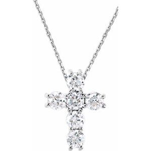 14K Rose 1/4 CTW Natural Diamond Cross 18" Necklace