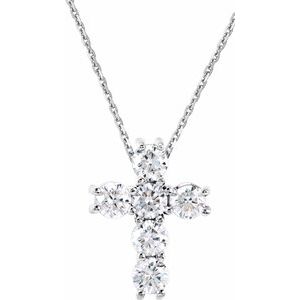 14K White 1/3 CTW Natural Diamond Cross 18" Necklace R42309:60022:P