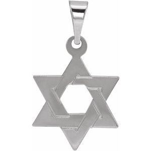 14K White 14x12 mm Star of David Pendant R5032:121858:P