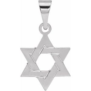 14K White 12x9 mm Star of David Pendant R5032:121857:P