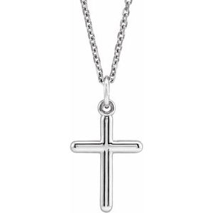 14K White Cross 18" Necklace