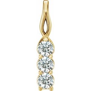 14K Yellow 1/3 CTW Natural Diamond Three-Stone Pendant