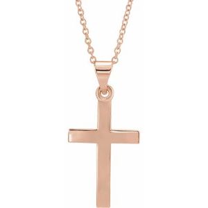 14K Rose Cross 18" Necklace