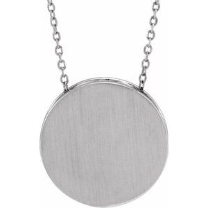 Sterling Silver Engravable Disc 16-18" Necklace